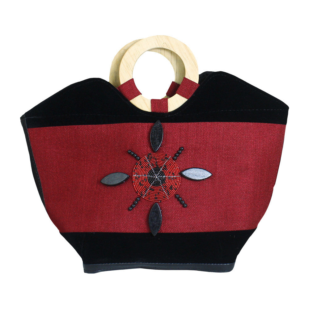 Hand decorated Red handbag